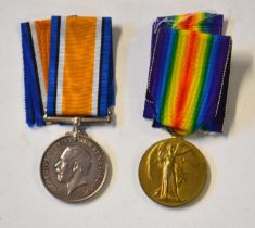 British First World War Medal pair comprising 1914-18 War Medal, 1914-19 Victory Medal in