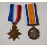 First World War British medal pair comprising 1914-15 Star, 1914-18 War medal impressed to 1297