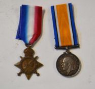First World War British medal pair comprising 1914-15 Star, 1914-18 War medal impressed to 1297