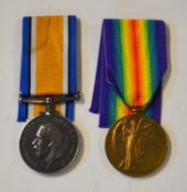 First World War Medal pair comprising 1914-18 War Medal and 1914-19 Victory Medal impressed to T-