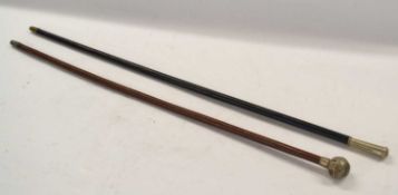 Two 20th Century swagger sticks to include Clifton College OTC swagger stick measuring approx 69cm