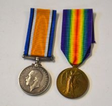 First World War Medal pair comprising 1914-18 War Medal and 1914-19 Victory Medal impressed to Pte F