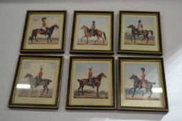 Quantity of six small framed prints of officers of the British Army to include number 47, 50, 26,