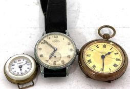Mixed Lot: Two watches and a pocket watch, the wristwatches include a Liga which is manually crown