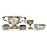 Mixed Lot: A twin handled small trophy engraved "The Perry Cup Fyzabad 1929" with a roll of honour