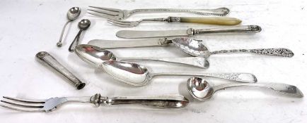 Mixed Lot: Victorian long handled pickle fork, hallmarked for Birmingham 1896, makers mark Levi &