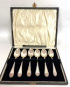 A set of six Victorian silver teaspoons, chased and beaded handles engraved with initials, the verso