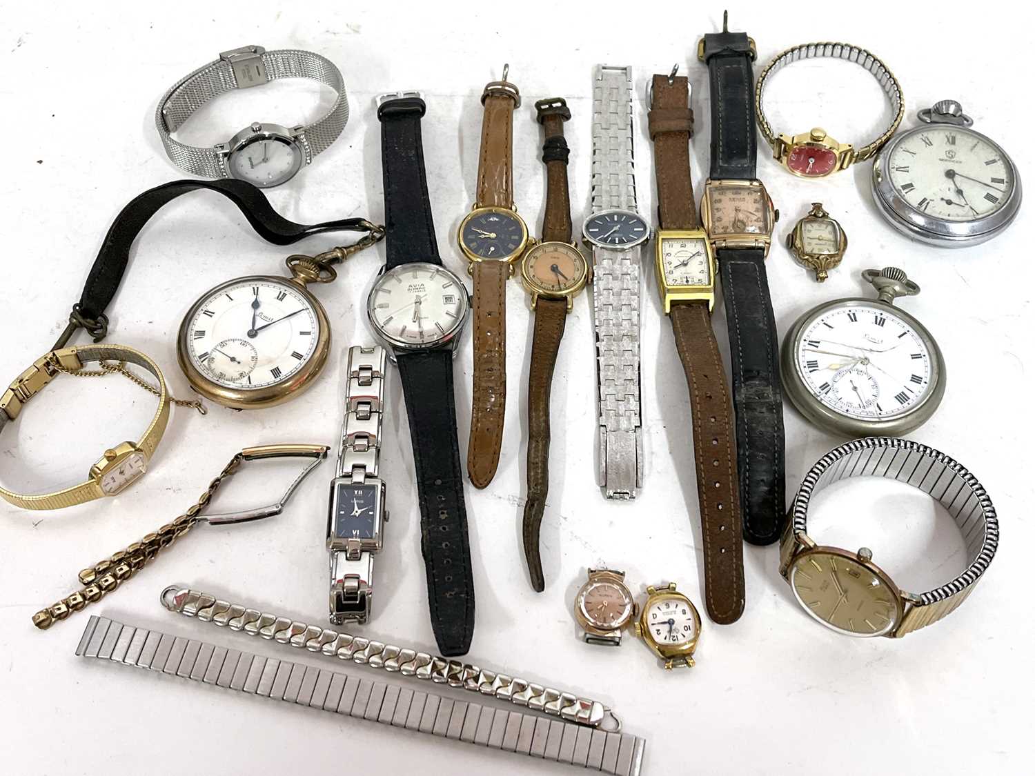 Mixed lot of various gents and ladies wristwatches and two pocket watches, makers of the watches