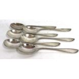 Six George V silver dessert spoons, hallmarked for Sheffield 1931, makers mark for Walker & Hall,