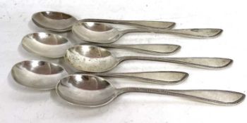 Six George V silver dessert spoons, hallmarked for Sheffield 1931, makers mark for Walker & Hall,