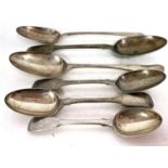 Mixed Lot: Two Georgian base marked table spoons, London 1759 for Paul Callard and London 1770,