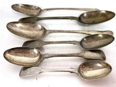 Mixed Lot: Two Georgian base marked table spoons, London 1759 for Paul Callard and London 1770,