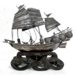 Qing Dynasty Silver model of a Junk