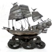 Qing Dynasty Silver model of a Junk