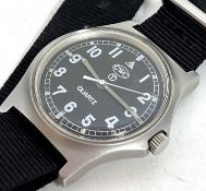 A CWC military Quartz gents wristwatch, the military arrowhead can be found on the case back, it has