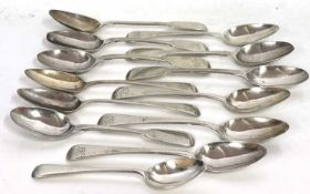Mixed Lot: A set of six Georgian Old English pattern teaspoons, initialled, hallmarked for London