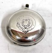 An Edwardian circular silver sovereign case of typical form, spring catch opening (a/f), engraved