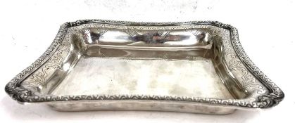 A Vintage Cardeilhac Paris white metal dish with Minerva hallmark, of shaped square form, 230 x