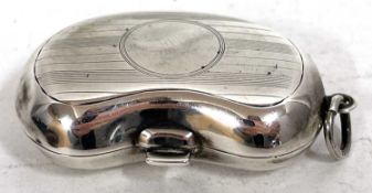 An Edwardian silver double sovereign case of kidney shape, engine turned decoration, the front is