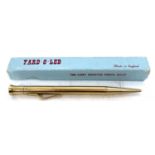 A 9ct gold pencil, hallmarked Birmingham 1934, makers mark E Baker & Son, engraved with initials and