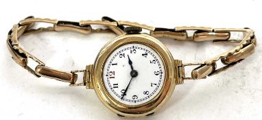 A 9ct gold Texina ladies wristwatch, the watch has a manually crown wound movement, hallmarked