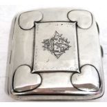 Art Nouveau silver cigarette case of slight curved rectangular form, the front with engraved