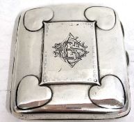 Art Nouveau silver cigarette case of slight curved rectangular form, the front with engraved
