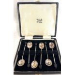 A cased set of six silver bean end coffee spoons, Sheffield 1968, makers mark for Cooper Bros &