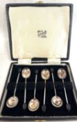 A cased set of six silver bean end coffee spoons, Sheffield 1968, makers mark for Cooper Bros &