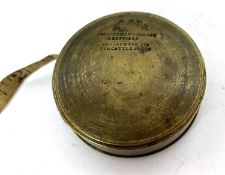 Vintage Chesterman, Sheffield, Cattle Gauge-Measuring Tape, the brass circular case with screw off