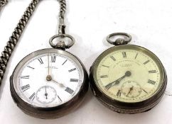 Two silver pocket watches, one a Waltham Mass and the other a J G Greaves of Sheffield, both