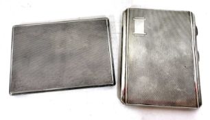 Mixed Lot: An Art Deco silver cigaratte box, engine turned detail with sliding mechanism, Birmingham