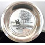 Franklin Mint James Wyeth "Riding to the Hunt" 1974 plate, 20cm diameter, etched in sterling silver,