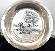 Franklin Mint James Wyeth "Riding to the Hunt" 1974 plate, 20cm diameter, etched in sterling silver,