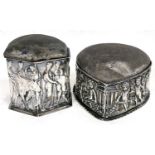 Mixed Lot: An Edwardian silver pin cushion and jewellery box of heart shape, the sides elaborately