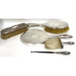 Mixed Lot: George VI silver back mirror and matching hairbrush, Birmingham 1938, A & J Zimmerman Ltd