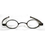 Pair of Georgian silver spectacles having extending folding arms, 11cm wide