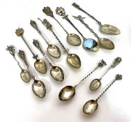 Mixed Lot: Souvenir spoons to include six hallmarked examples and seven white metal examples