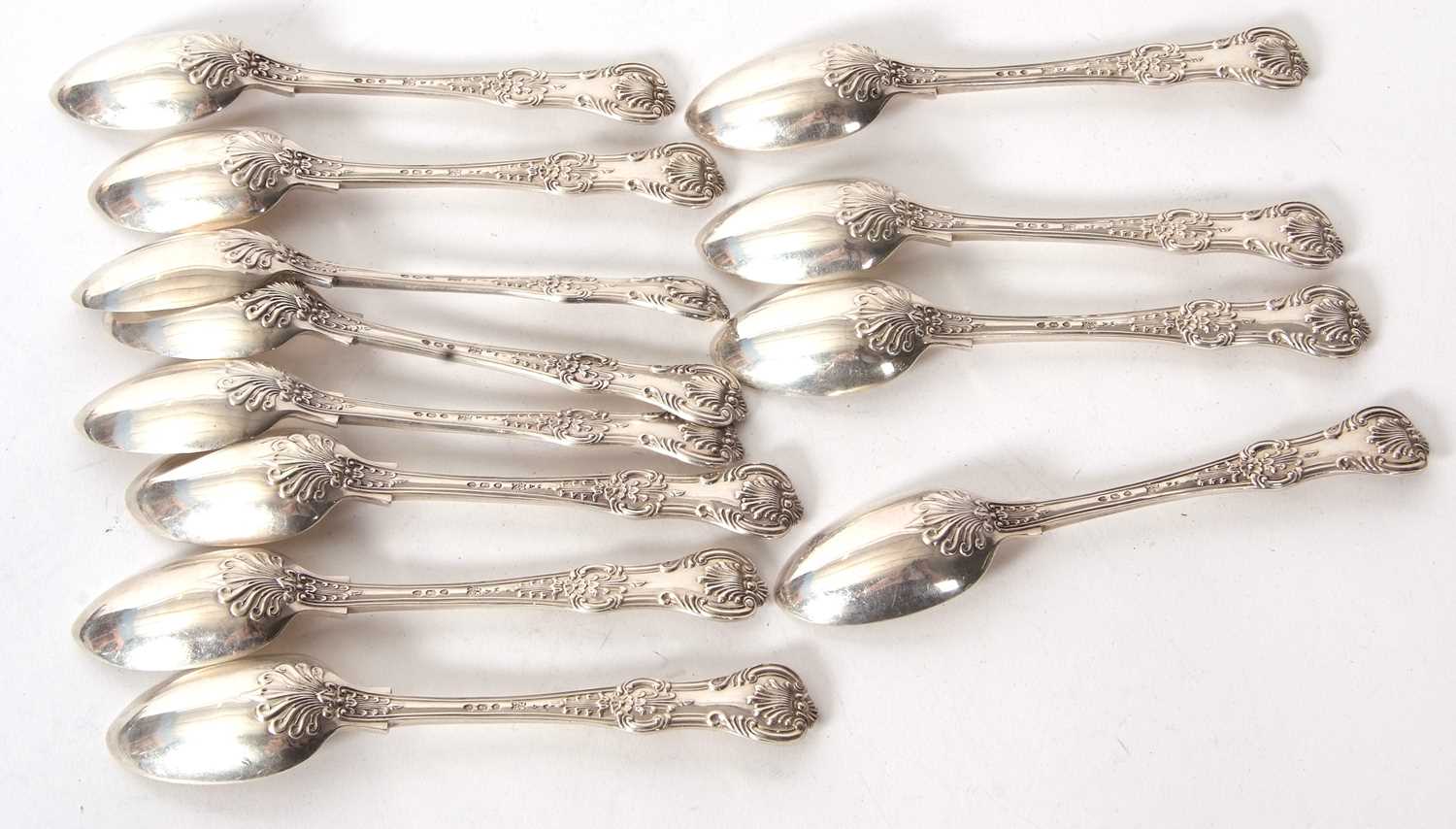 Twelve Victorian Queens pattern tablespoons, London 1890, makers mark for John Aldwinckle & Thomas - Image 3 of 4