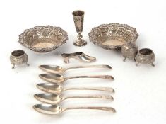 Mixed Lot: George III Old English dessert spoon engraved with a bird armorial, London 1784 by