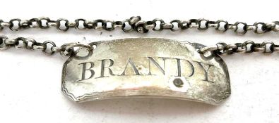 A Georgian silver spirit label "Brandy", makers mark for Hester Bateman
