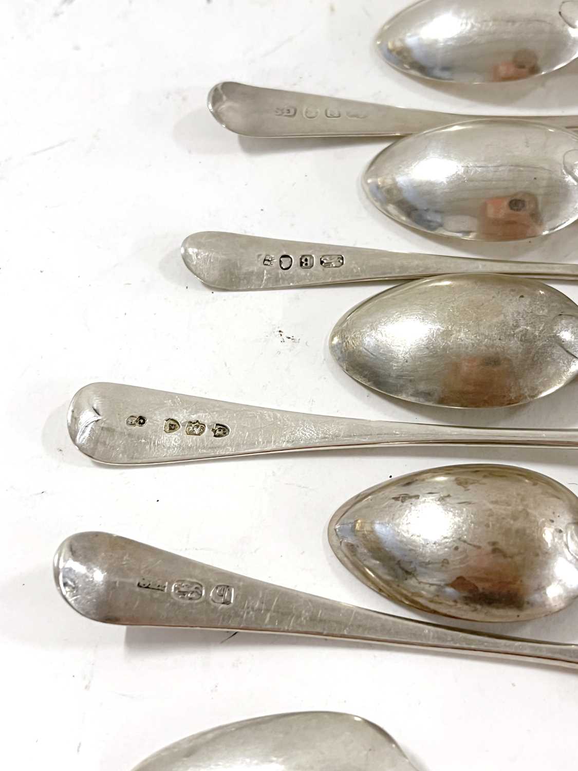 Five Victorian Old English pattern teaspoons, initialled London 1890, Charles Boyton, five - Image 7 of 8
