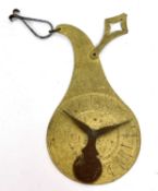 A antique gilt brass James Heeley & Sons patent letter postal scale pocket balance, 10.5cm long