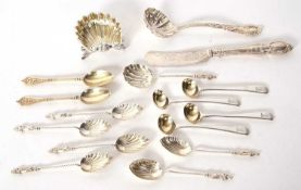 Mixed Lot: A set of six late Victorian apostle teaspoons with twist stem and shell bowls,