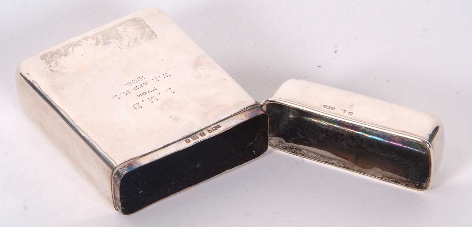 An Edwardian silver cigar case of plain polished rectangular form, hinged lid with personalised - Image 7 of 7