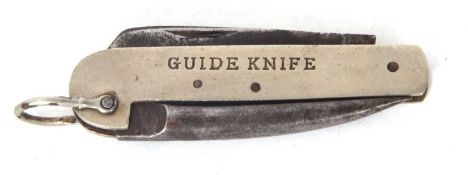 Vintage Girl Guide folding pocket clasp steel knife having blade and marlin spike, 8cm long