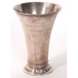 A Swedish silver vase of tapering cylindrical form with personalised engraving and dated 1945,