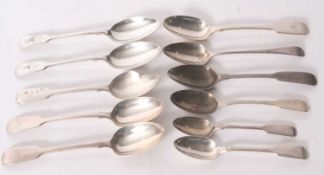Mixed Lot: A pair of Edward VII silver fiddle pattern dessert spoons engraved with the Norfolk