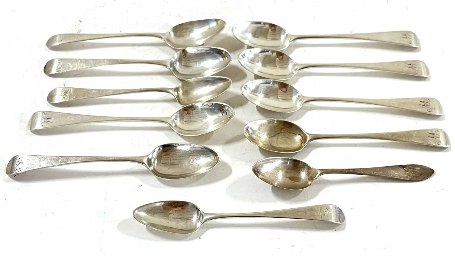 Five Victorian Old English pattern teaspoons, initialled London 1890, Charles Boyton, five - Image 5 of 8