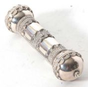A Megillah scroll case, silver plated with bead and scroll design, 10cm long